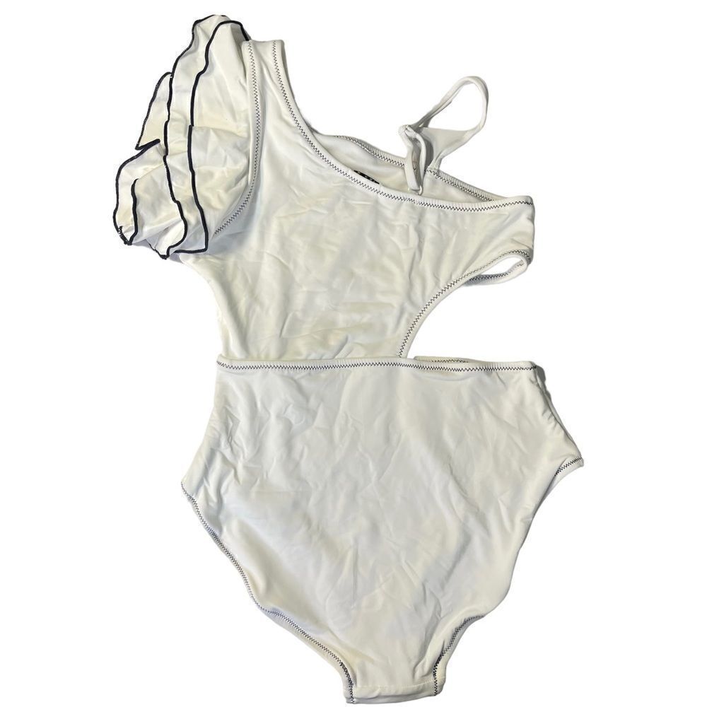 NEW Habitual Girl Ruffle One Shoulder Swimsuit White 14 - Picture 3 of 8